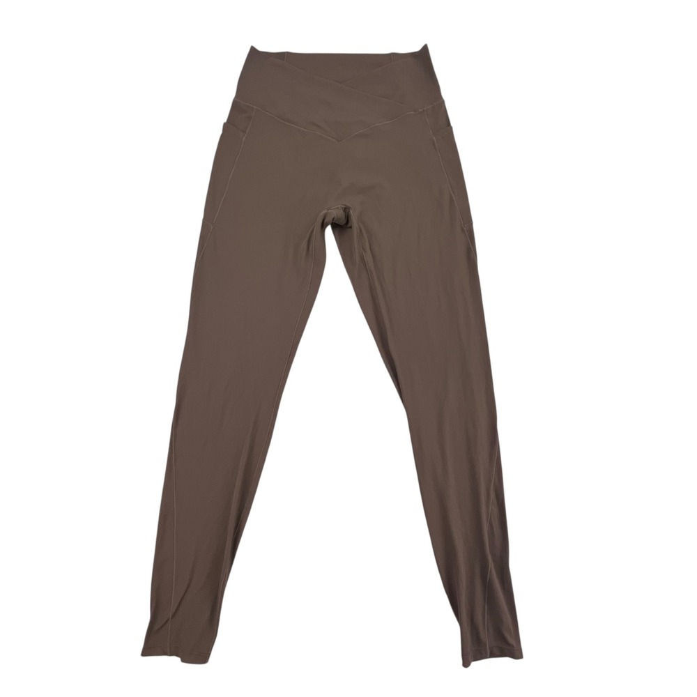 Halara Crossover High Waisted Full Length Leggings Green Pockets Womens Size L